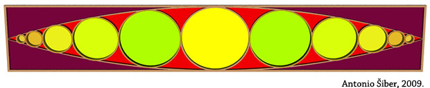 stained glass, lune, circles, arc