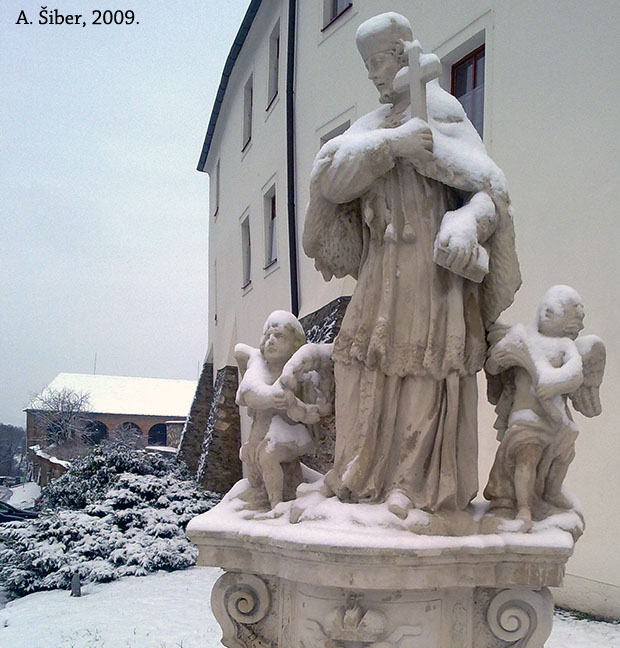 monument, angles, cross, priest