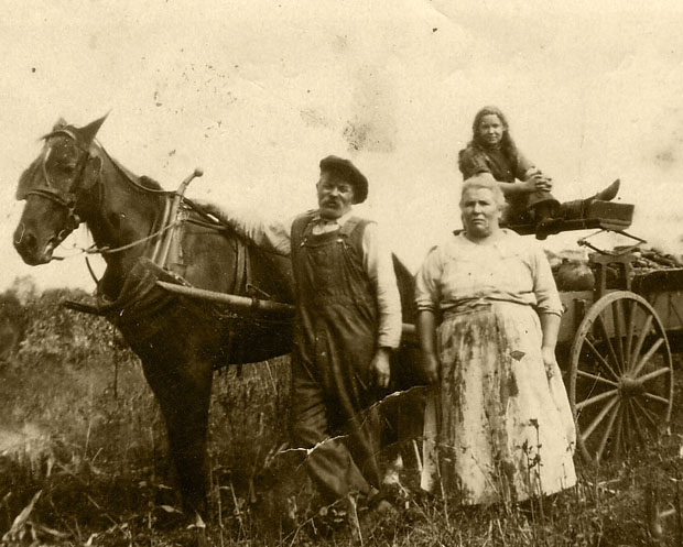 family, horse, man, woman, daughter, work, old photograph, 1905