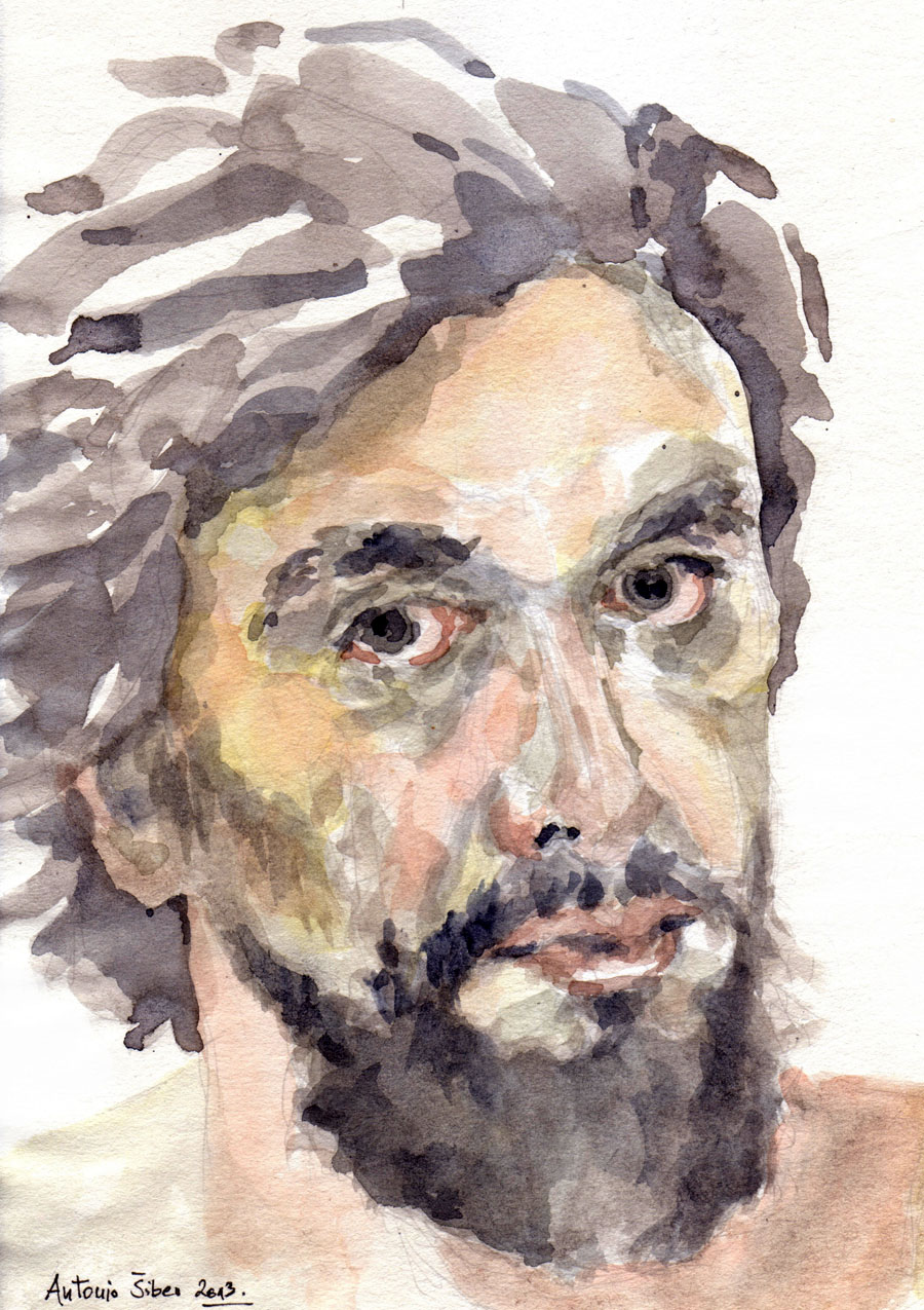 autoportret, vodene boje