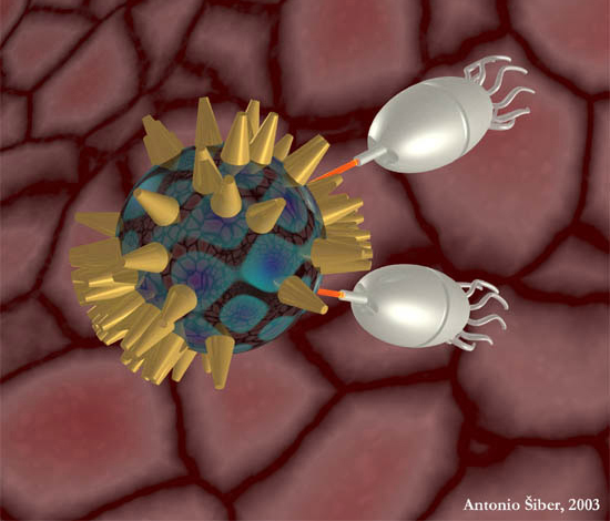 nanobot, virus, cells