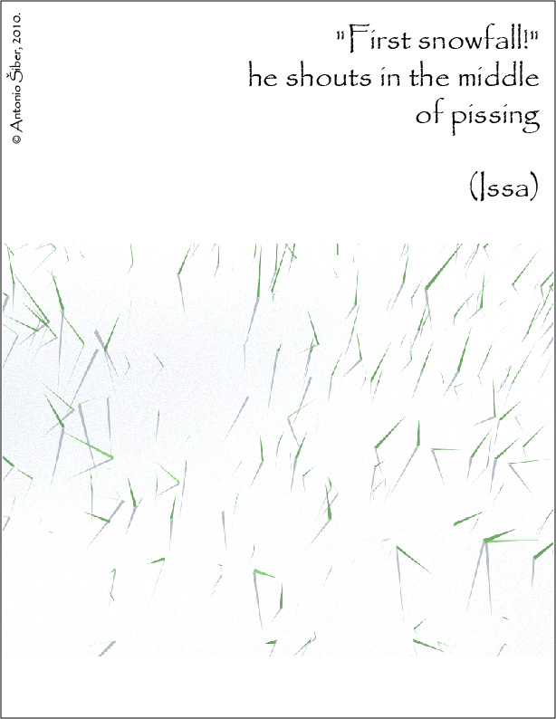snow, grass, Issa, haiku